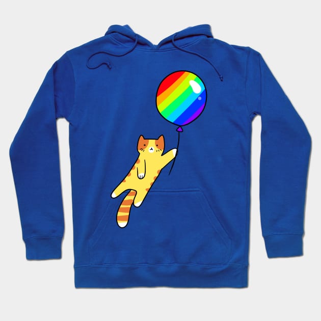 Rainbow Balloon Tabby Cat Hoodie by saradaboru